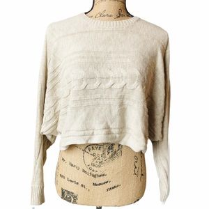 Hollister Beige Knit Cropped Long Sleeve Sweater